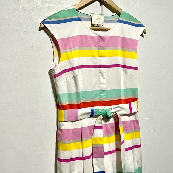 Kate Spade Multi Cape Stripe Shirtdress, Pastel Cotton Dress, Size 4 - Picture 6 of 16